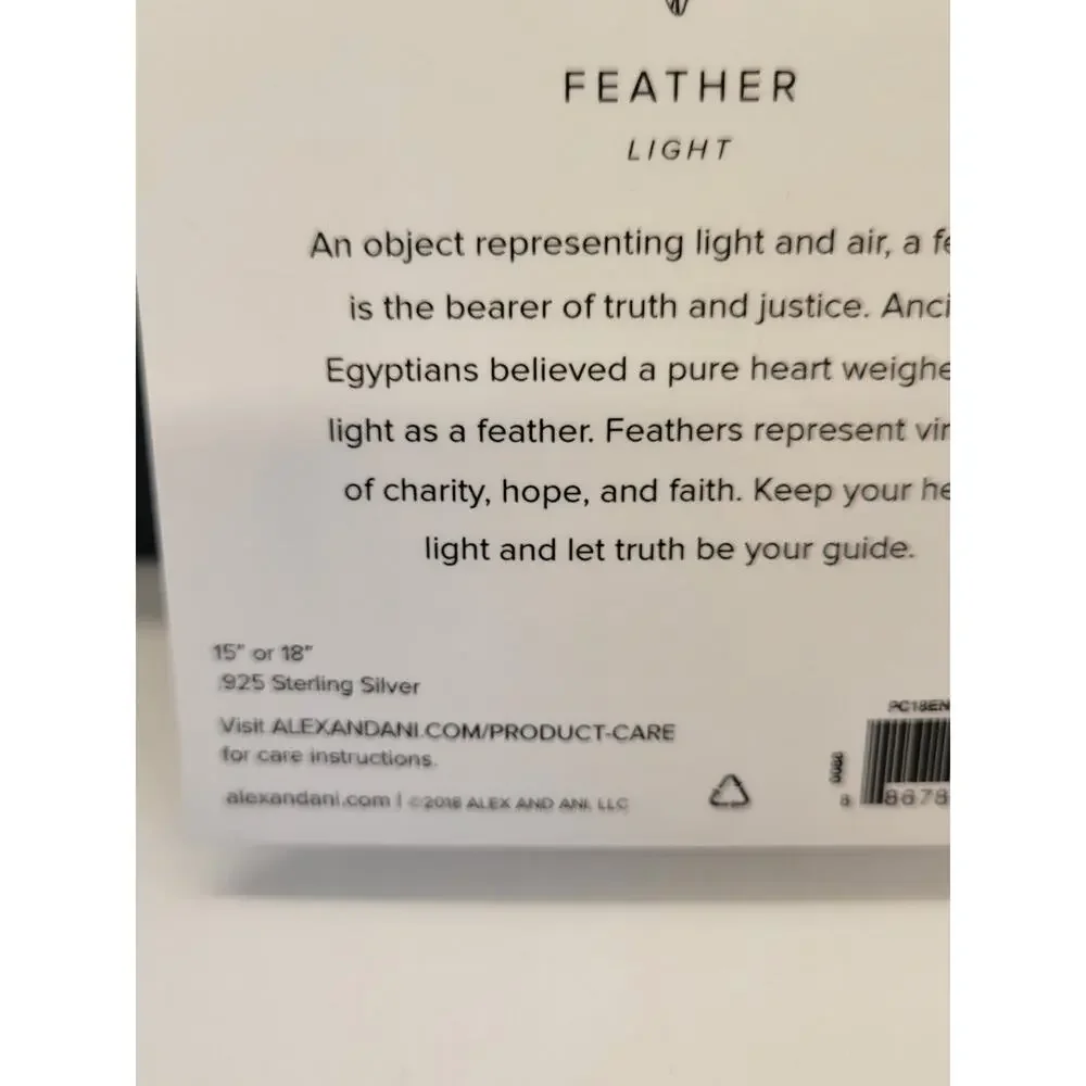Alex and Ani Necklace Sterling Silver 925 15" / 18" Adjustable Feather Light New - Picture 6 of 6